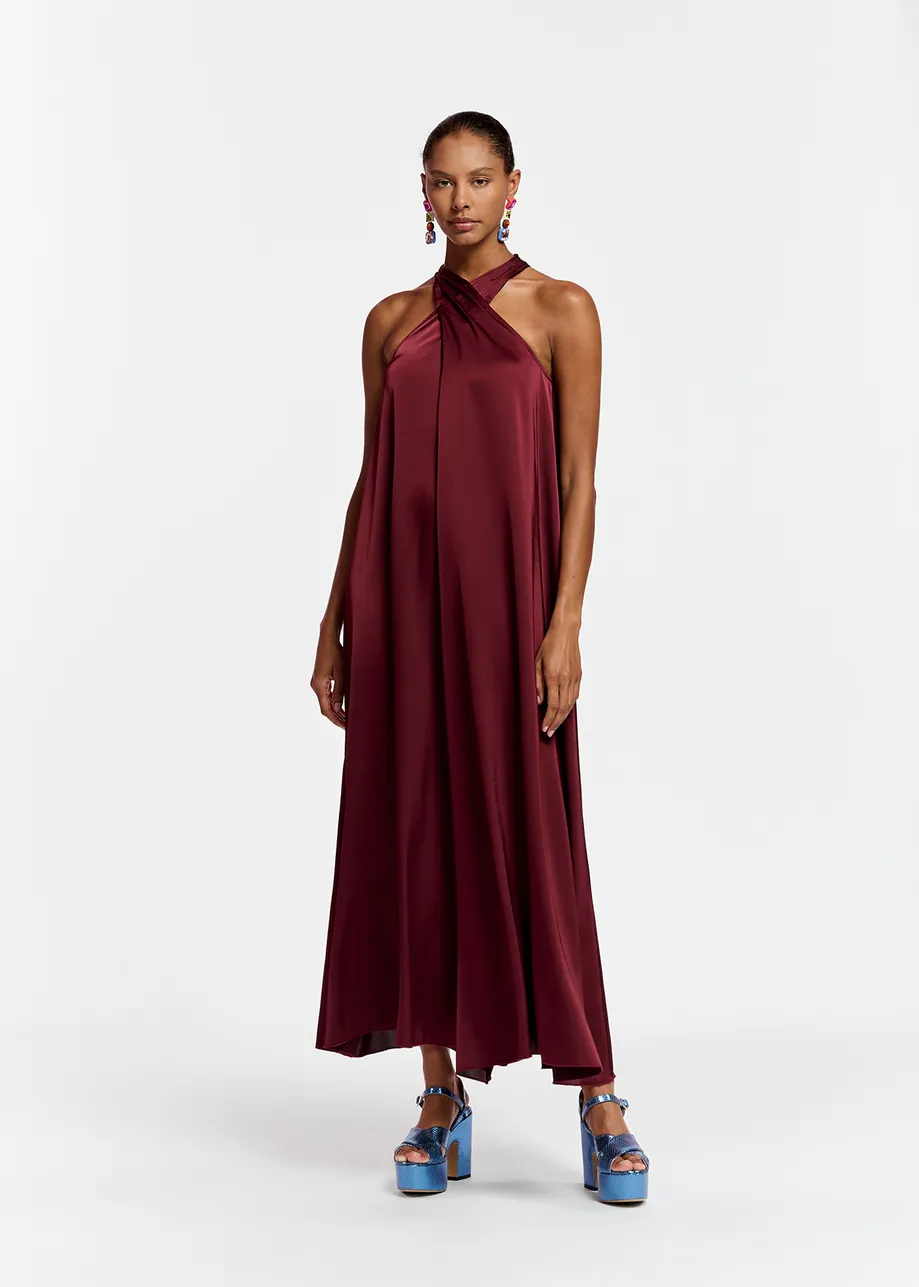 Essentiel Antwerp Finch Halter Neck Dress-Dessert Wine