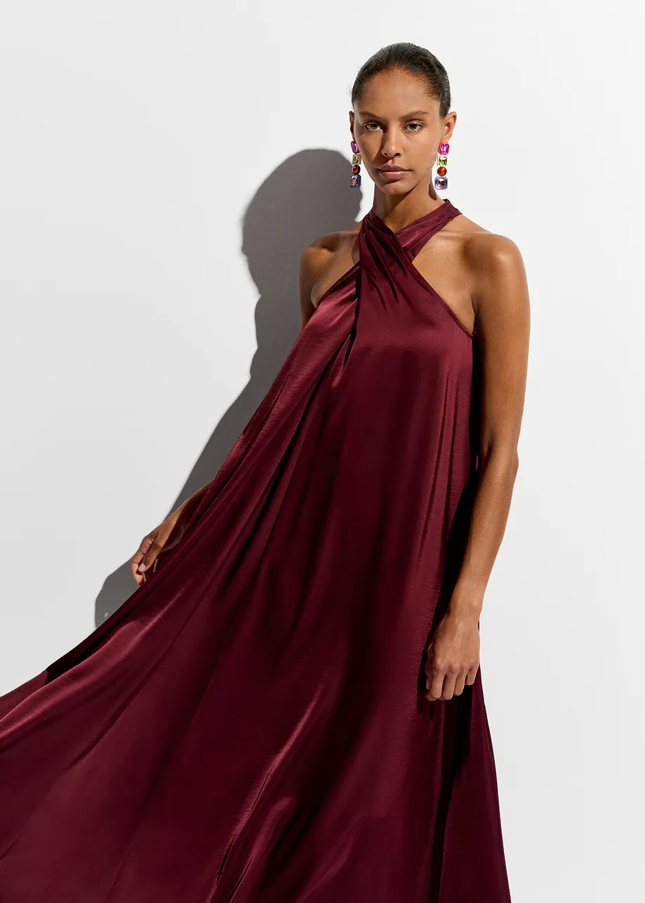 Essentiel Antwerp Finch Halter Neck Dress-Dessert Wine