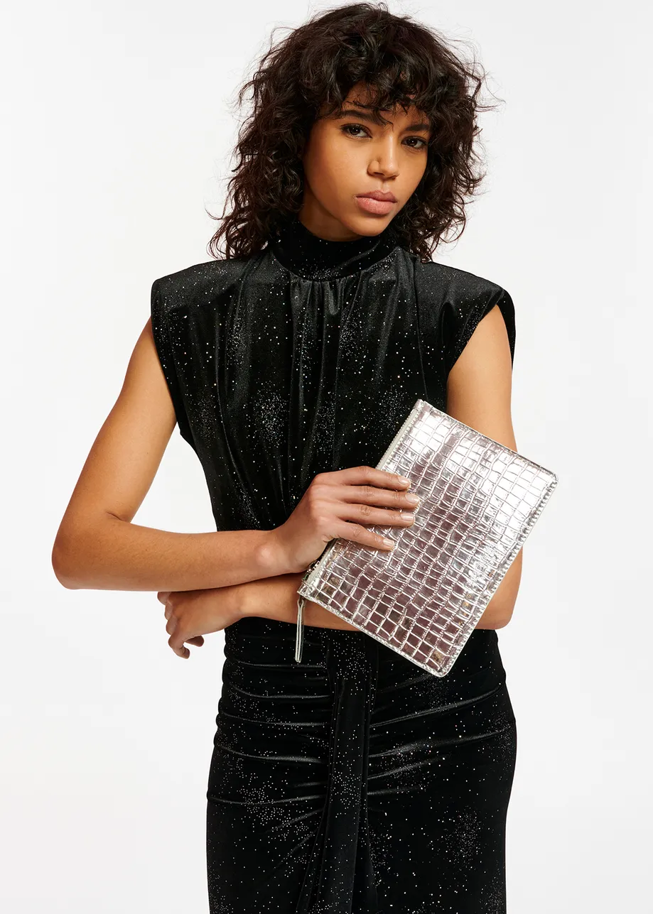 Essentiel Robe midi en velours stretch noir