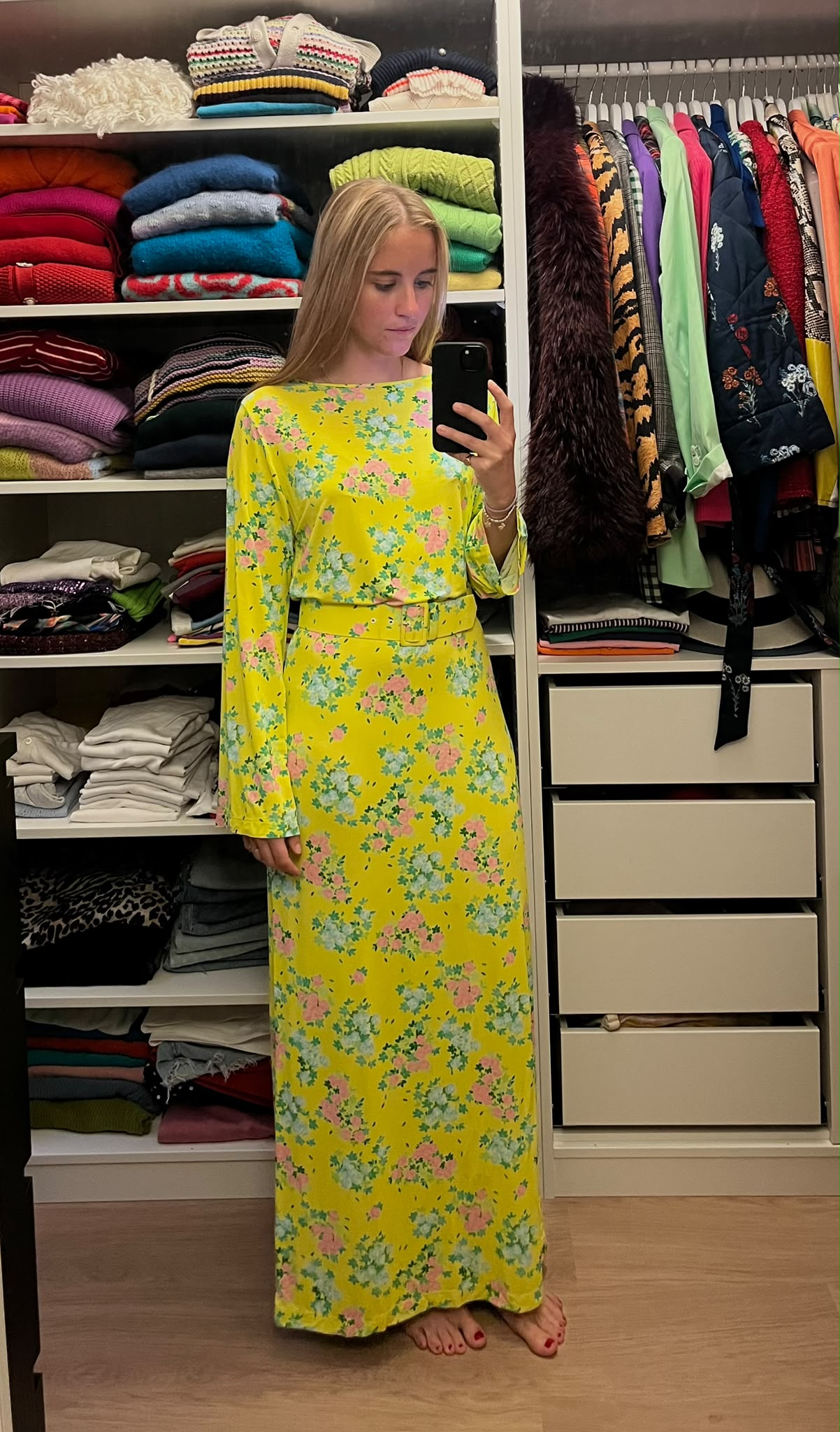 Bernadette Yellow Monica Floral Print Maxi Dress - size S