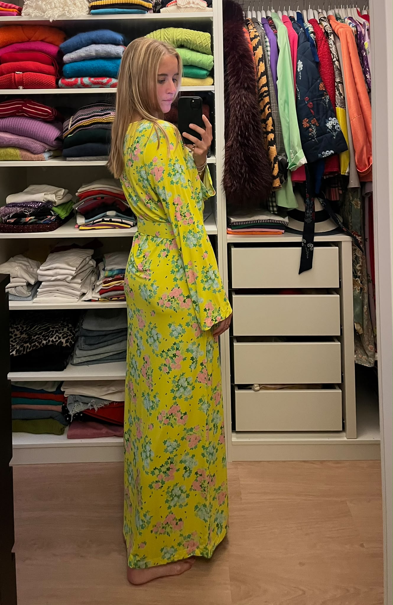 Bernadette Yellow Monica Floral Print Maxi Dress - size S