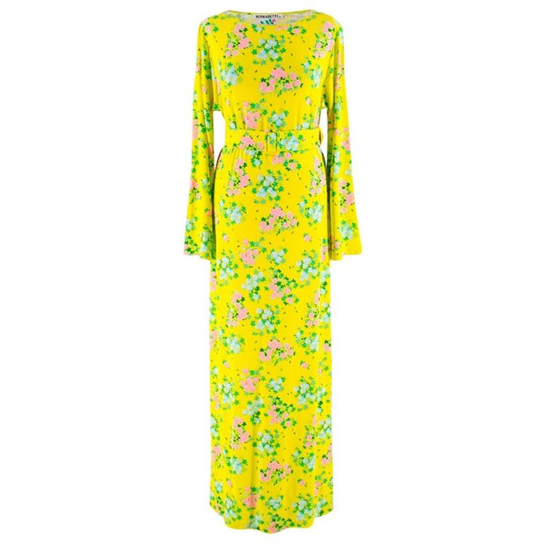 Bernadette Yellow Monica Floral Print Maxi Dress - size S
