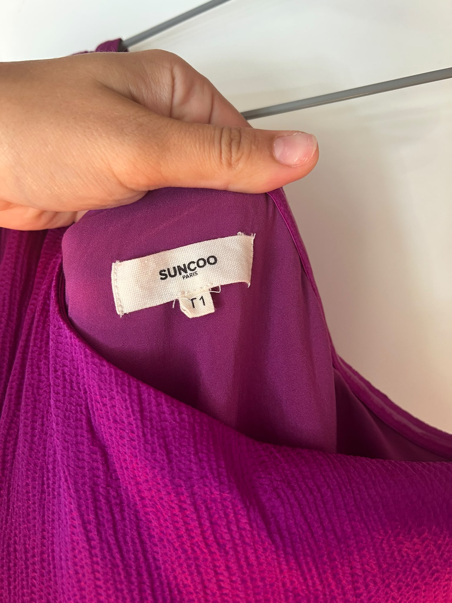 Suncoo Paris Robe Maxi Asymétrique Fuchsia
