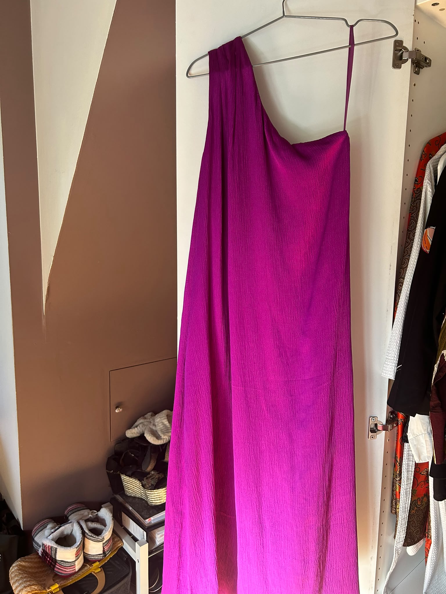 Suncoo Paris Robe Maxi Asymétrique Fuchsia