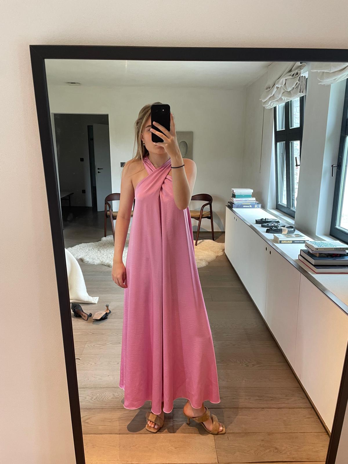 Essentiel Light pink halter neck maxi-length dress