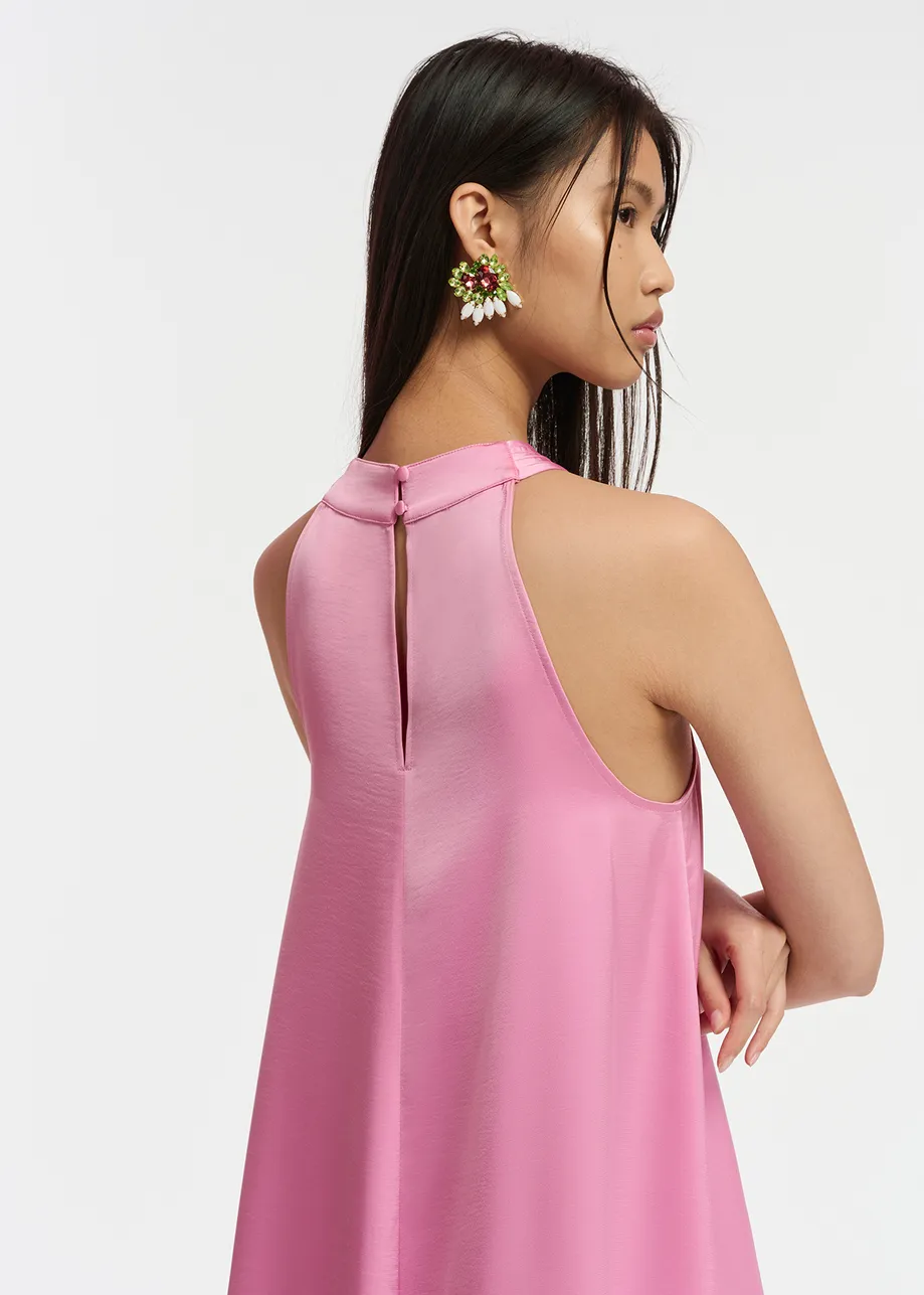 Essentiel Robe longueur maxi col halter rose clair