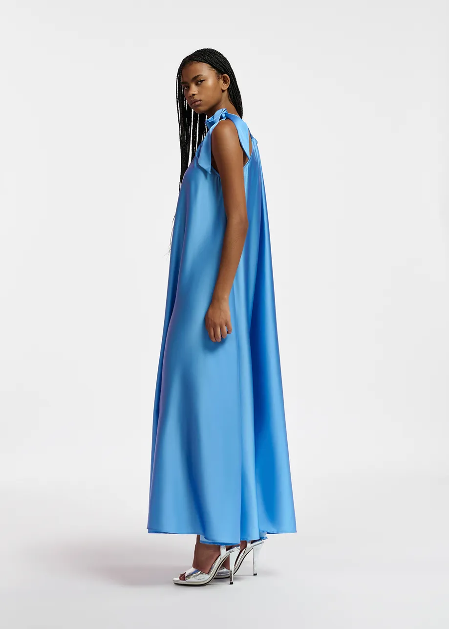 Robe maxi bleu col halter