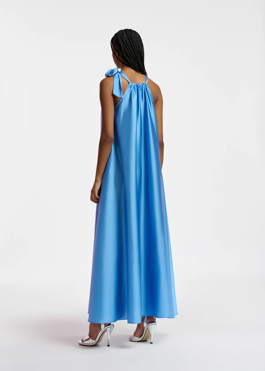 Robe maxi bleu col halter