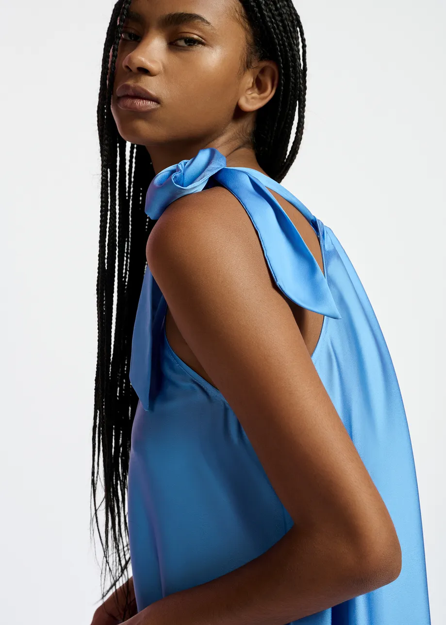 Robe maxi bleu col halter