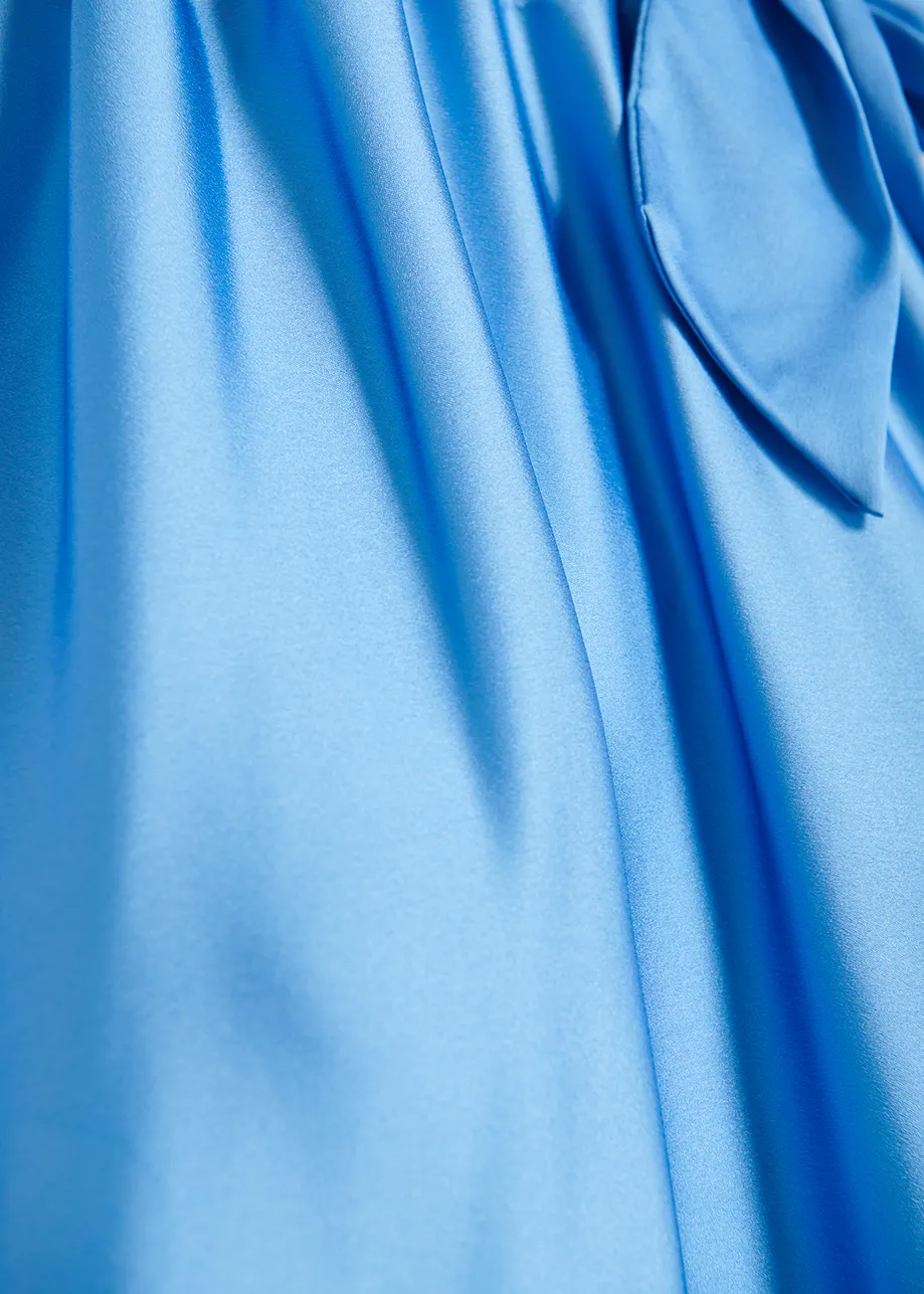 Robe maxi bleu col halter