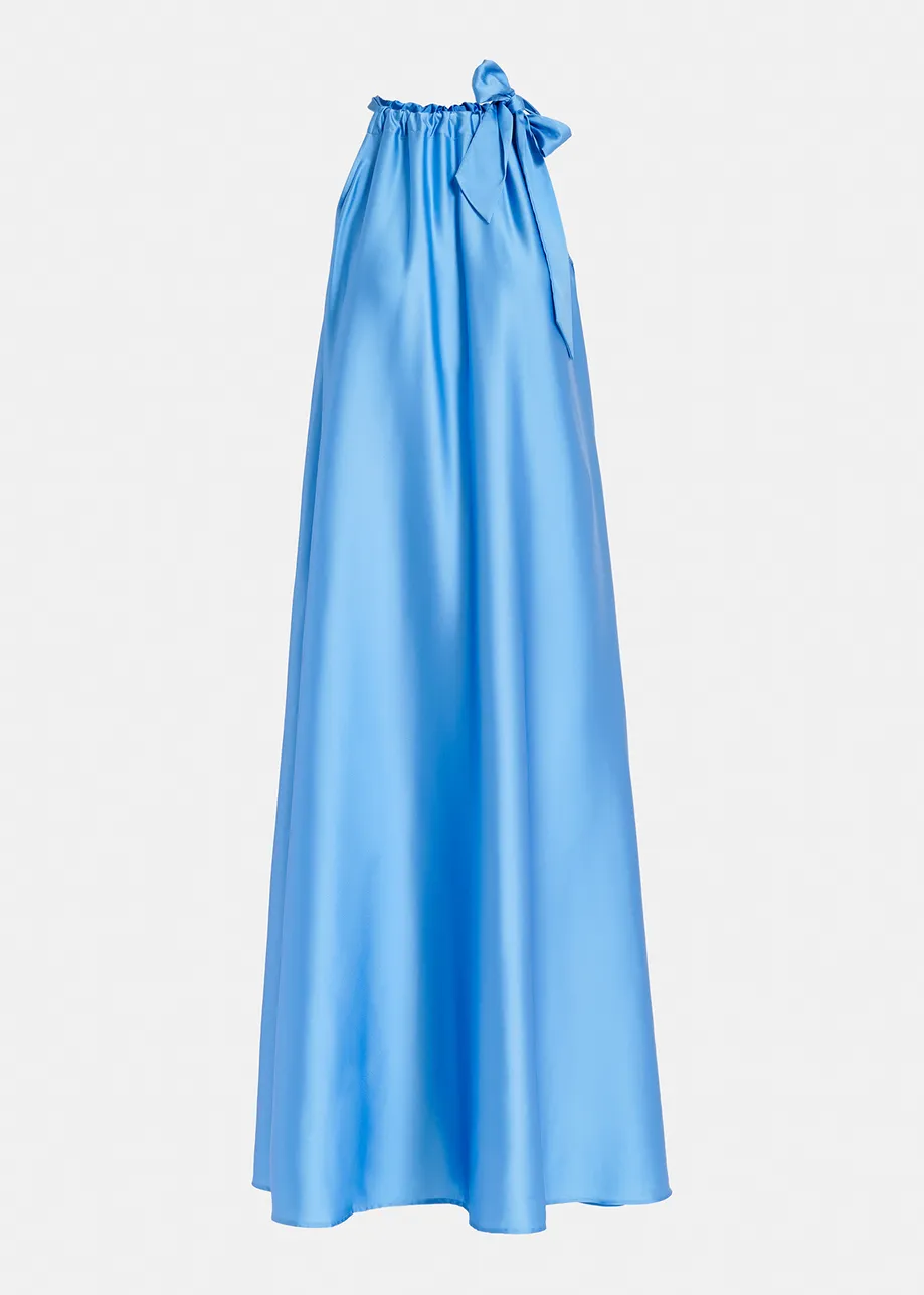 Robe maxi bleu col halter